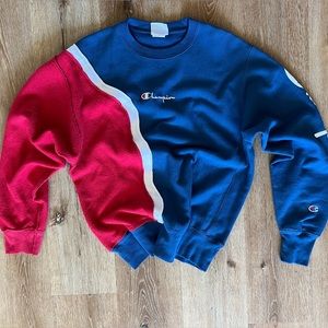 Upcycled Champion Sweatshirt Crewneck. Handmade and one of a kind size medium